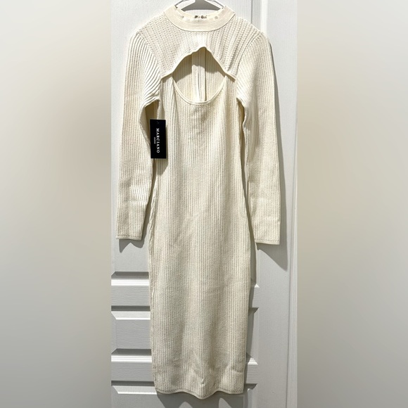 NWT Marciano Long Sleeve Poetic Ribbed Knit Midi Bodycon Sweater Dress - Picture 3 of 10